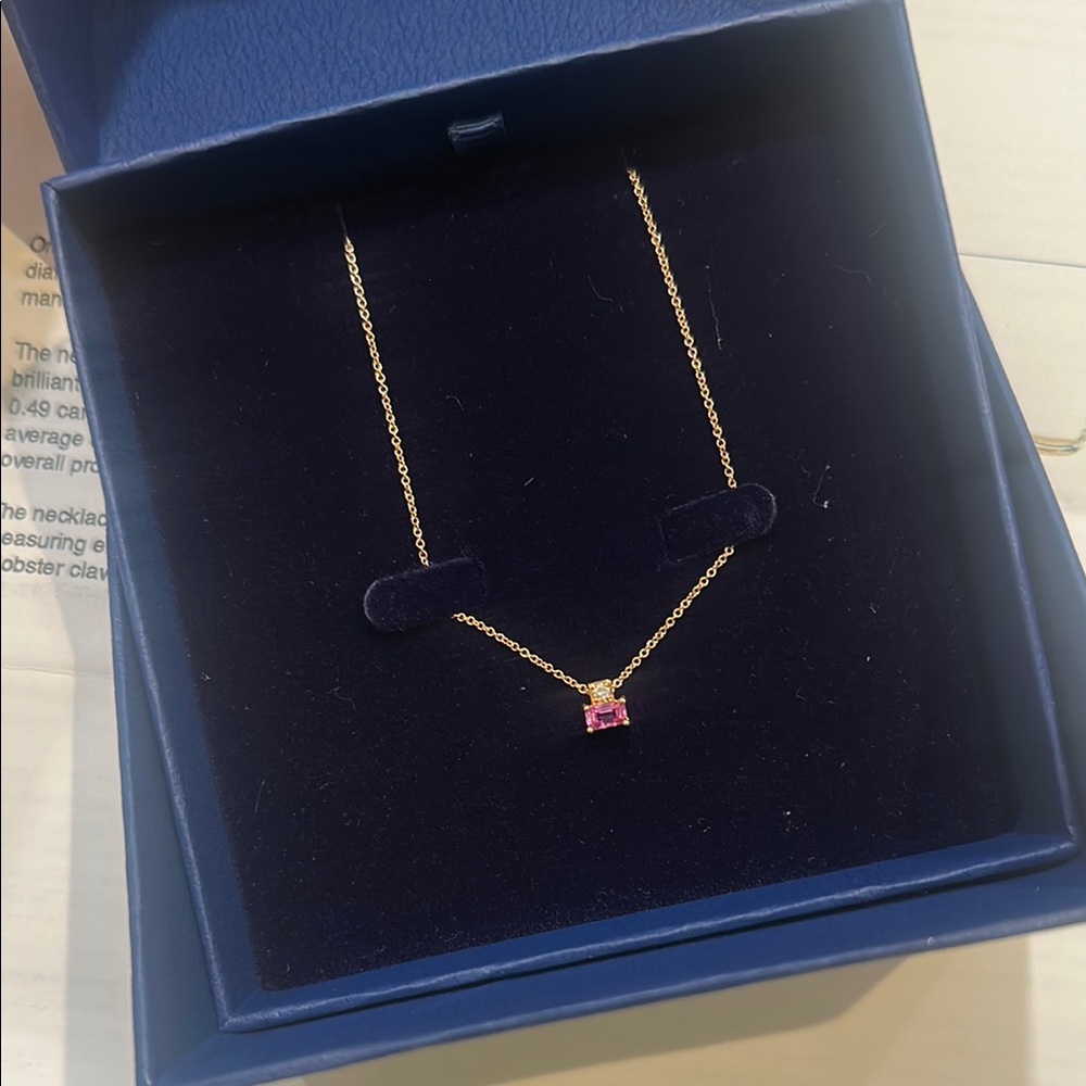 Elegant Blue Nile Rose Gold Necklace with Pink sapphire and diamond